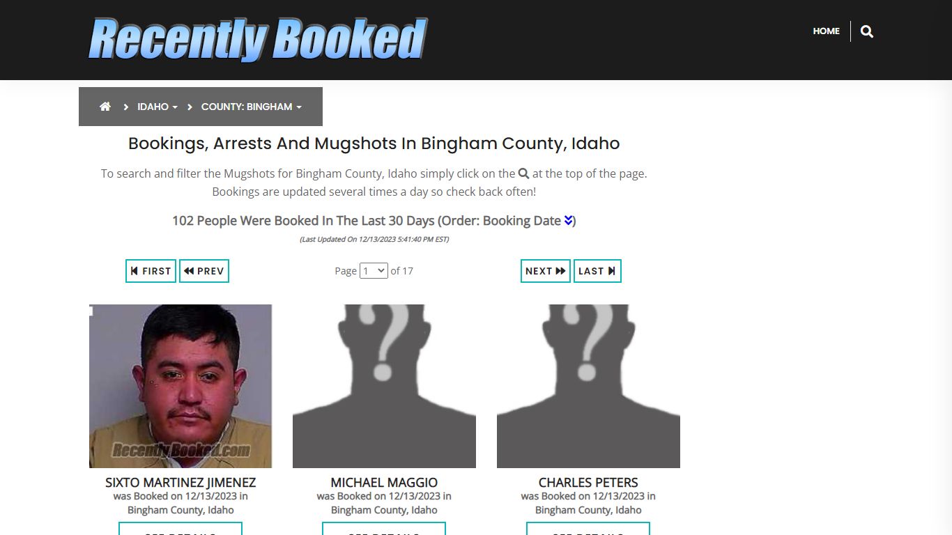 Recent bookings, Arrests, Mugshots in Bingham County, Idaho