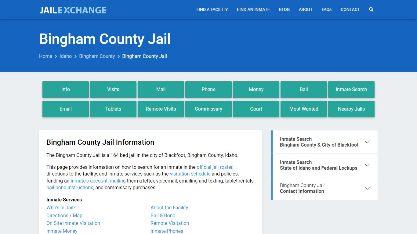 Bingham County Jail, ID Inmate Search, Information